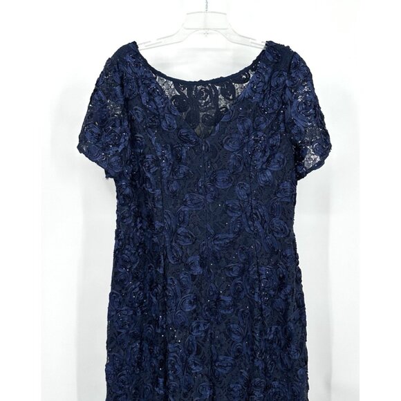 ALEX EVENINGS maxi dress gown sequins formal special occasion navy blue plus 20W - Picture 7 of 10